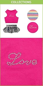 2 Piece Dog Dress with Crop Top and Denim Skirt B0BYCFVQPC