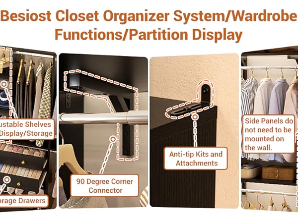 Amazon.com: Large Closet System with Corner(3 Sets), 91.5