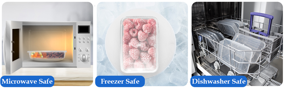 Microwavable, freezer safe & Dishwasher safe