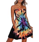 CHICGAL Summer Dresses for Women Beach Cover Ups Strapless Boho Floral Print Sundress