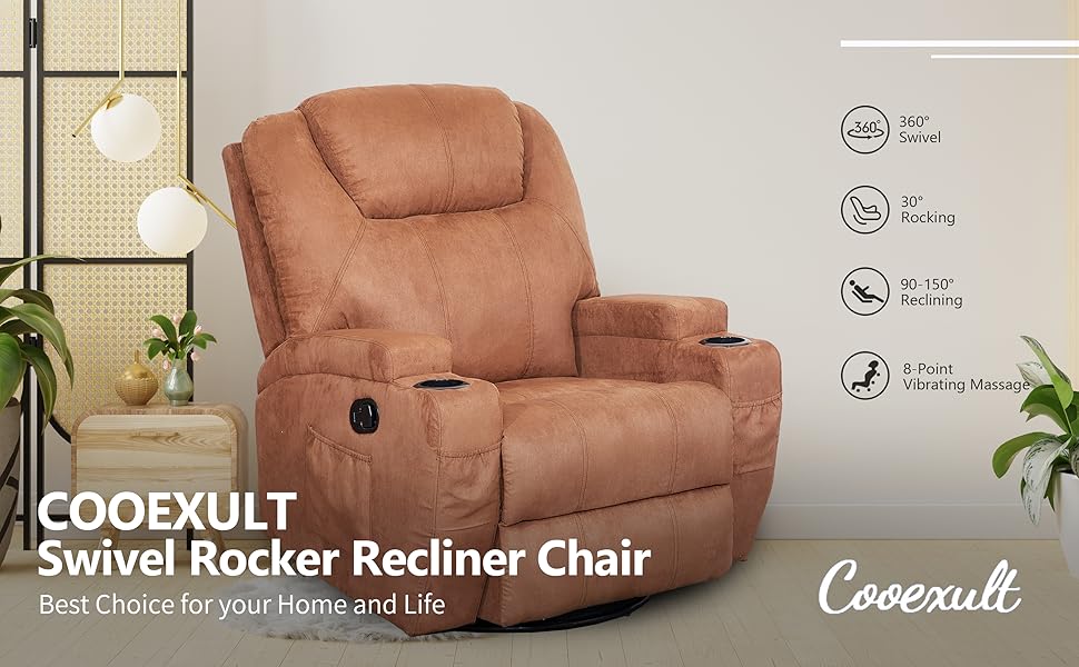 Cooexult Rocking Recliner with 360° Swivel and Rocking