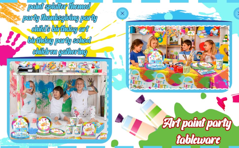 Paint Party Supplies, 142 Pcs Art Paint Party Tableware Set