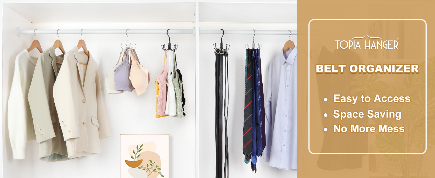 TOPIA HANGER Belt Hanger for Closet 2Pack, 360°Swivel Belt