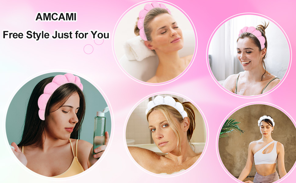 Puffy Spa Headband for Women Sponge Headbands for Girls