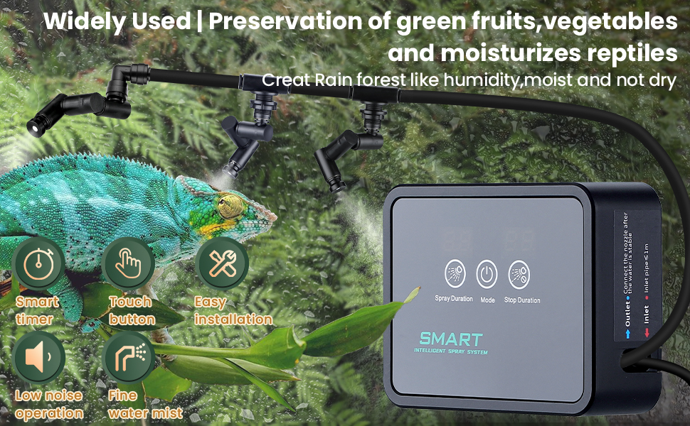 Firelex Reptile Humidifer Reptile Fogger, Automatic Misting System with 360°Adjustable Misting