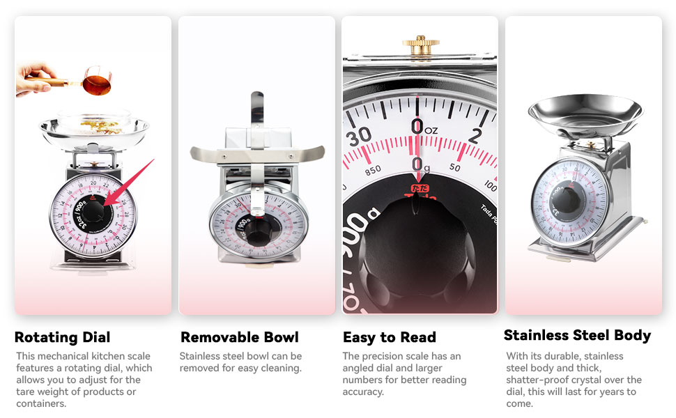 Tada Precise Portions Analog Food Scale Stainless Steel