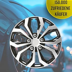 Cartrend Daytona - Copricerchi universali, nero/argento