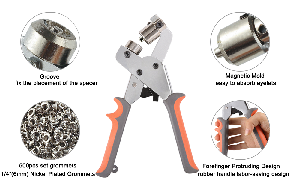 BIZOEPRO Grommet Tool Kit, 1/4 Inch Eyelet Kit Press Pliers