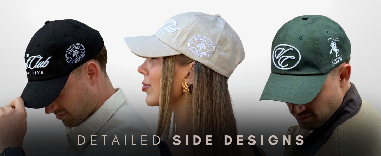 Detailed side embroidery designs featuring cowboy and family-inspired logos.