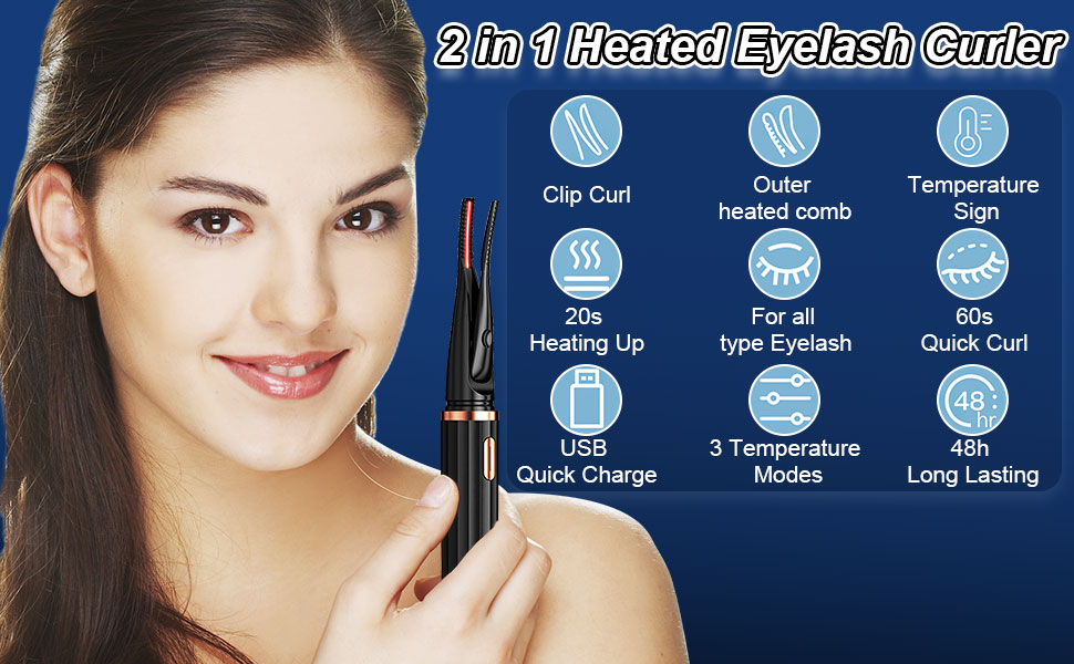 Heated Eyelash Curler Portable Electric Eyelash Curler USB Rechargeable