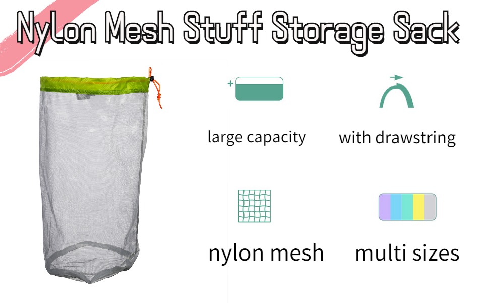 VGEBY Nylon Mesh Stuff Storage Sack Drawstring Mesh Bag