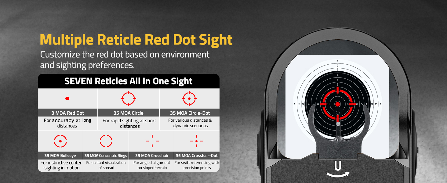 Multiple reticle red dot sight - CVLIFE WolfCovert Auto-Brightness 7-Reticle Red Dot Sight
