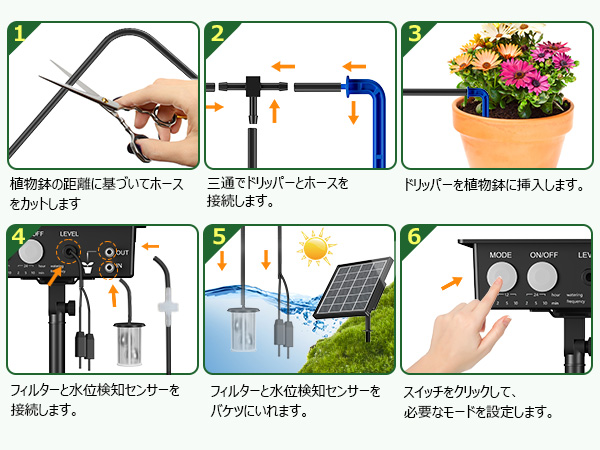 【新品】ソーラー式自動散水装置（2200MAHバッテリー内蔵） Amazon | NFESOLAR ソーラー 自動 灌水器 水やり器 観葉植物