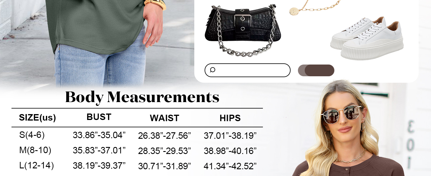 Women&#39;s Waffle Knit Tunic Tops Loose Long Sleeve Button Up V Neck Henley Shirts