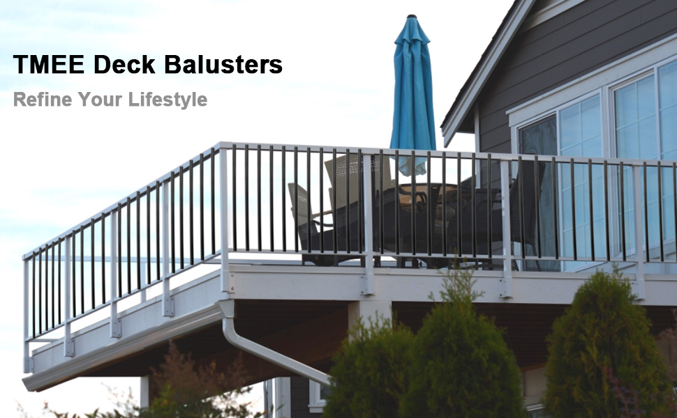 TMEE Balusters Aluminum Deck Spindles,101 Pack Black Staircase Baluster