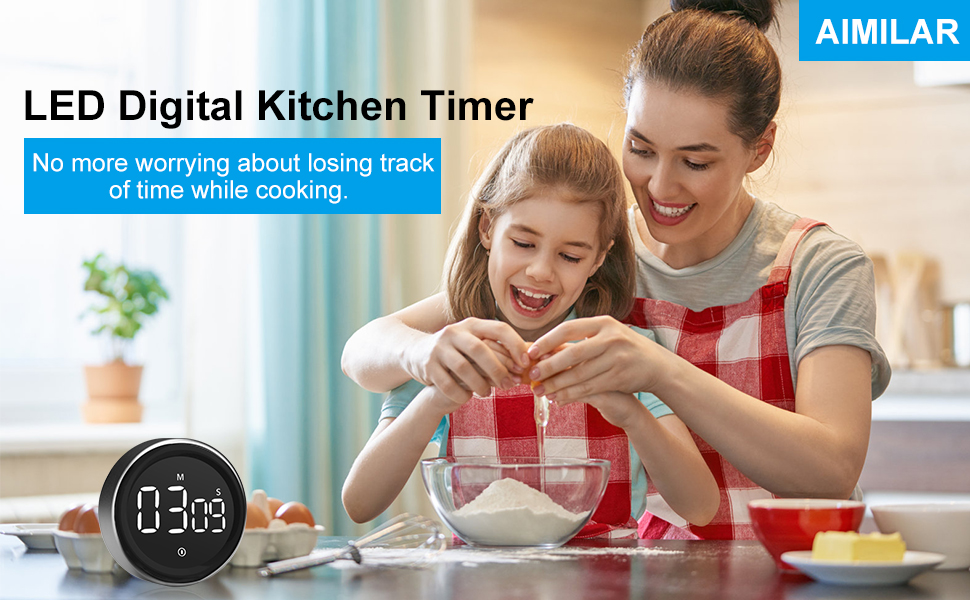AIMILAR LED Digital Kitchen Timer Countdown Countup Kids