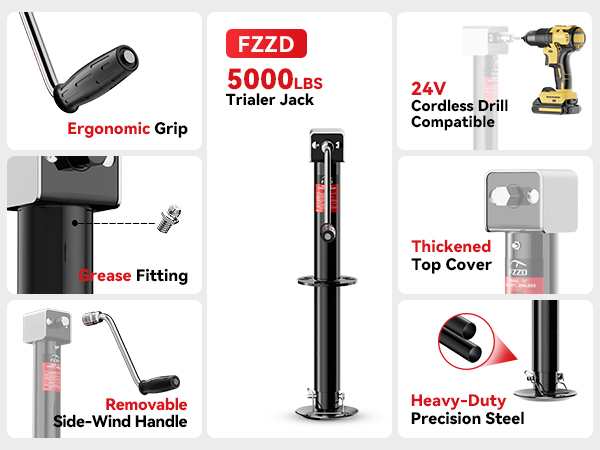 Amazon.com: FZZD 5500-7500lbs Electric A-Frame Trailer Jack