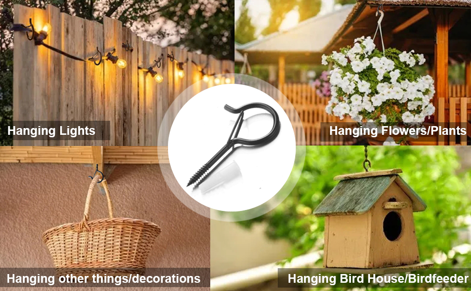 PlusRoc 20 Pack Large 3 Inch QHanger Hooks for Hanging Outdoor String Lights Plants