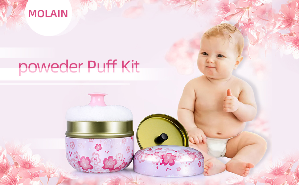 Molain Powder Case with Powder Puff for Body Baby After