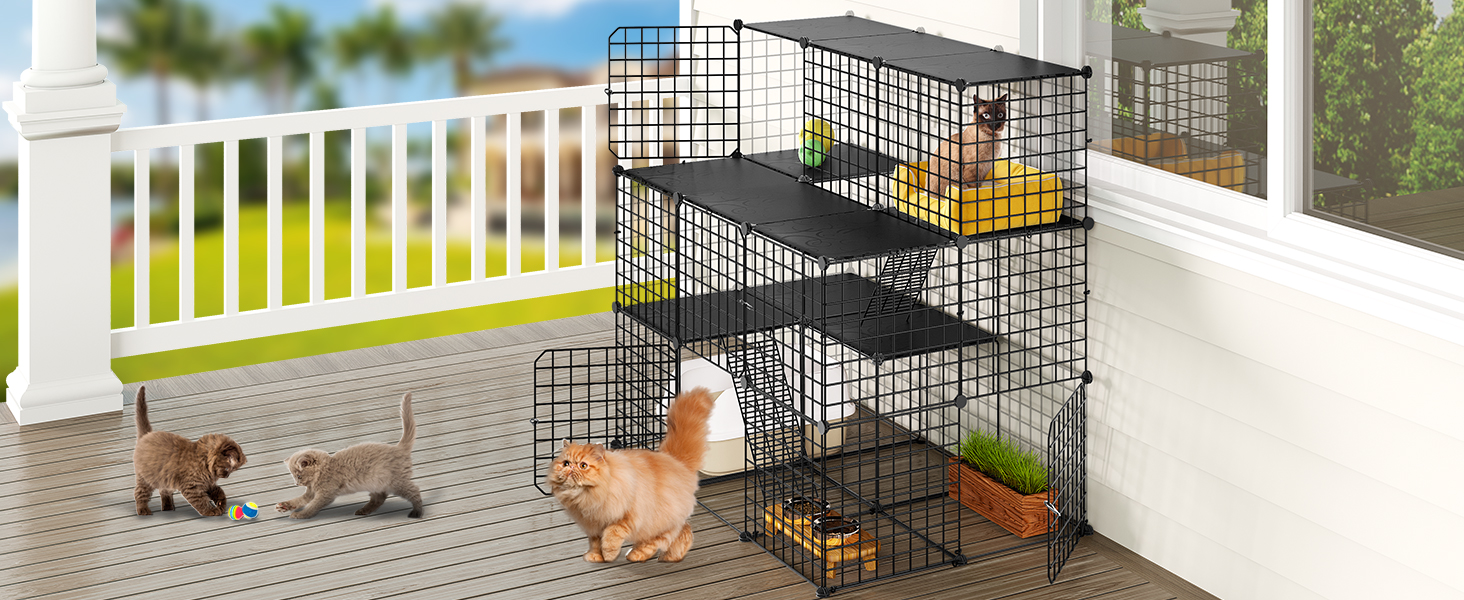 YITAHOME 3Tier Outdoor Large Cat Cage, Indoor Metal