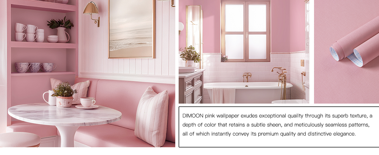 Peel and Stick Wallpaper Pink Contact Paper Thickening Renter Friendly