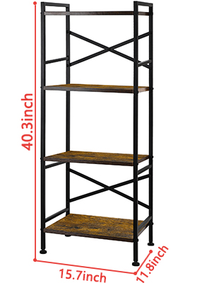 4 Tier Book Shelf, Small Bookshelf Storage Organizer, Tall Narrow Bookcase with Storage Shelves