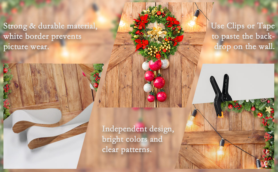 Rustic Christmas Barn Door Backdrop for Photography Merry Xmas Wood Texture Board Wall Floor