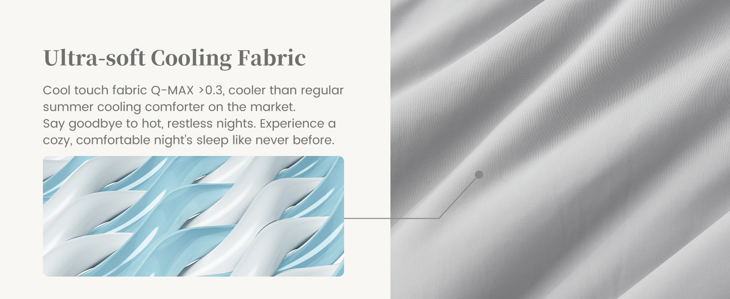 Cozy Bliss Seersucker Cooling Comforter Queen Size, Q-Max 0.4 Reversible Lightweight Cooling Blanket, Breathable Silk Smooth Summer Bedding Quilt for Hot Sleepers Night Sweats Light Grey