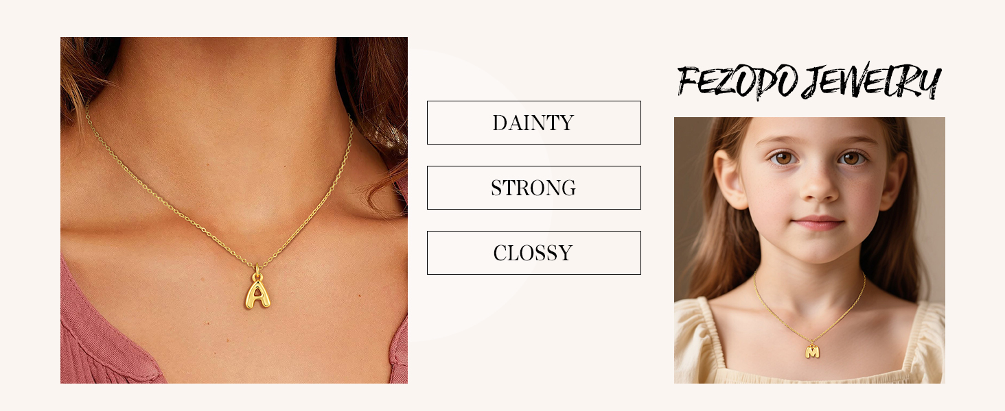 bubble letter necklace gold