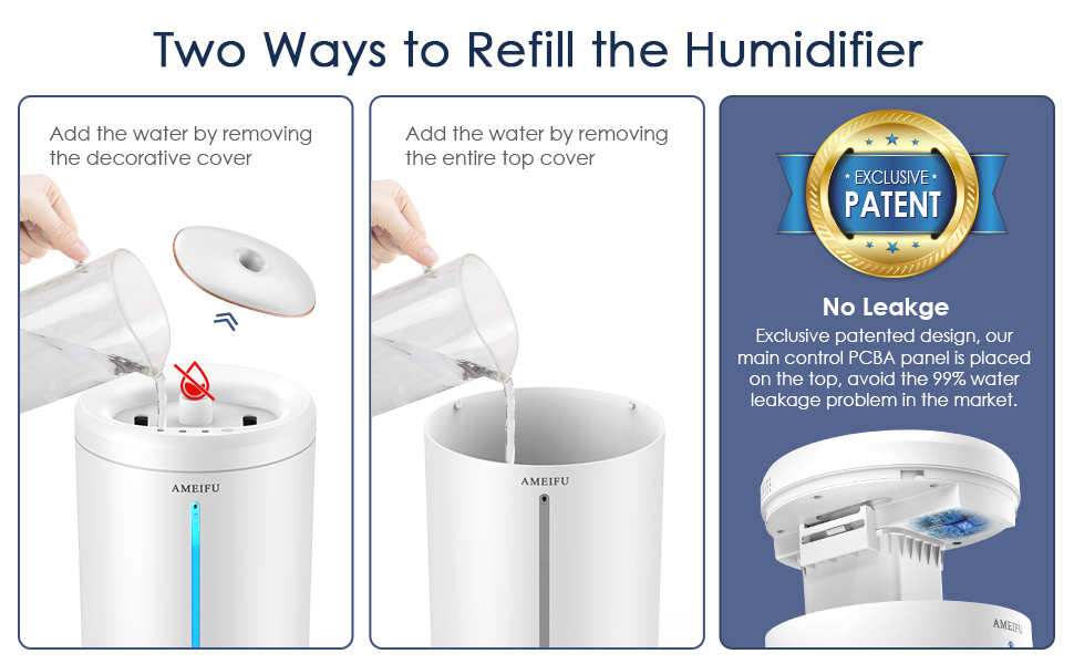 Humidifiers for Bedroom, Large Room, AMEIFU Top Fill