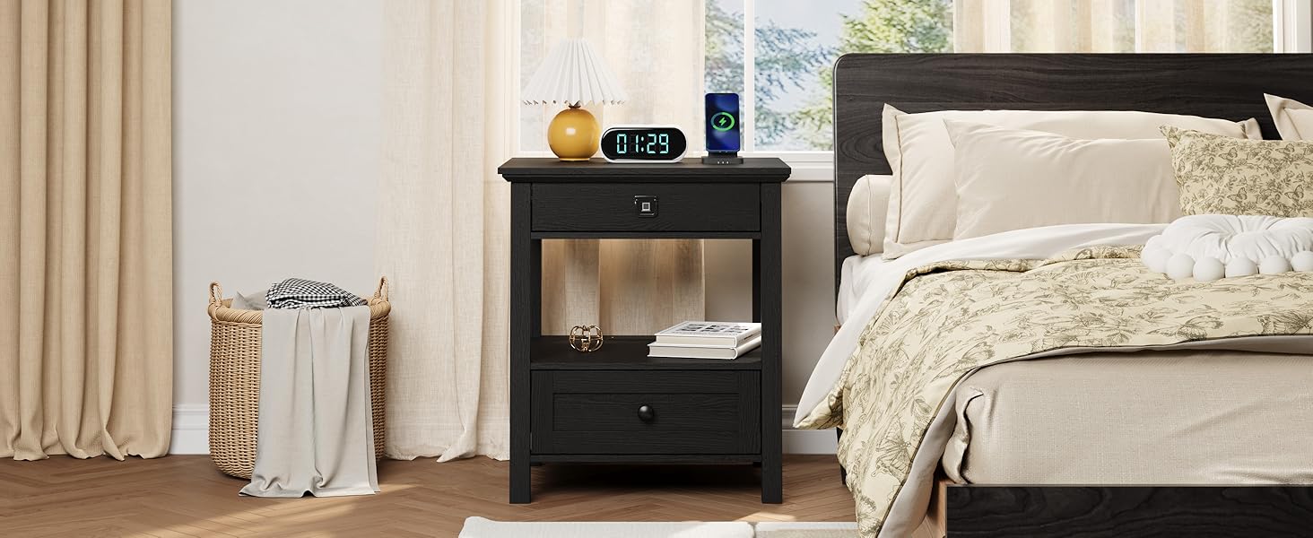 natural wood nightstand