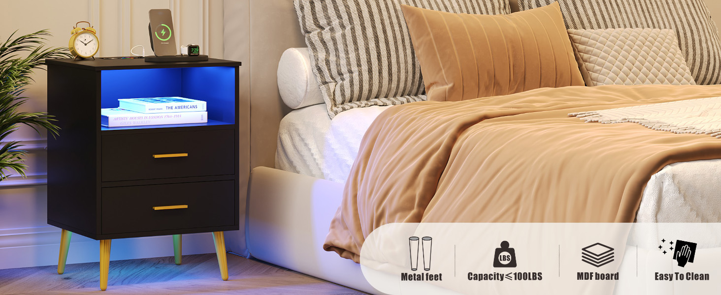 LED Night Stand with Charging Station