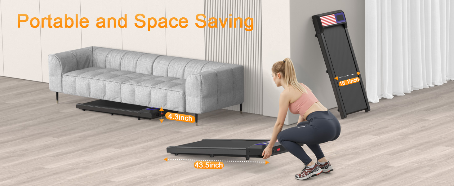 Walking Pad Treadmill with Incline and Handle Bar