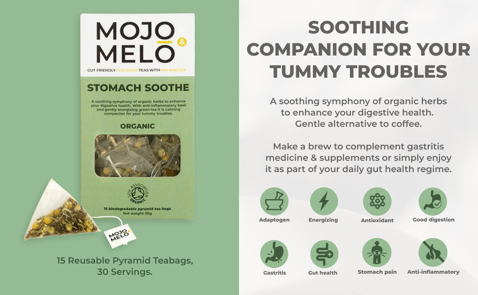 Mojo & Melo Organic Stomach Soothe Tea Helps Soothe Stomach Pain