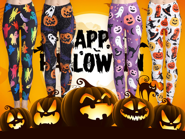 Halloween Pumpkin Spider Web Print Stretch Peach Butt