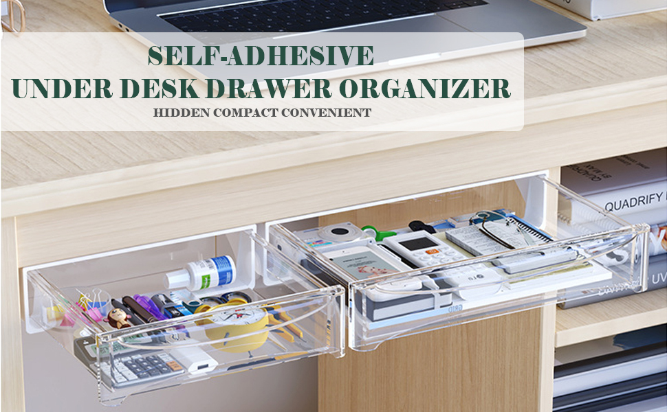 Under Desk Drawer Organizer Slide Out,Hidden SelfAdhesive