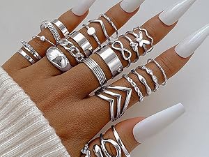 Chunky silver rings
