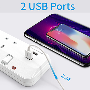 extension lead with 2 usb slots