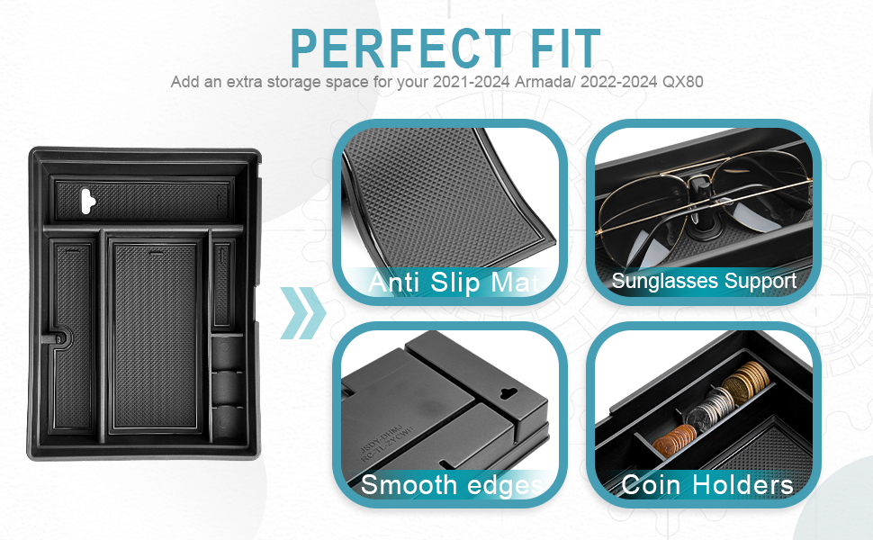 CDEFG Armada QX80 Center Console Organizer Tray for 2021