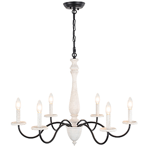 White Wood Candle Chandelier
