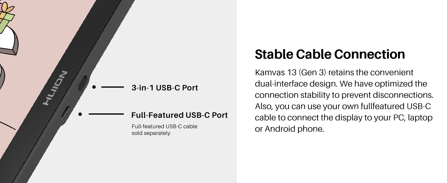 Kamvas 13 Gen 3 stable cable connection