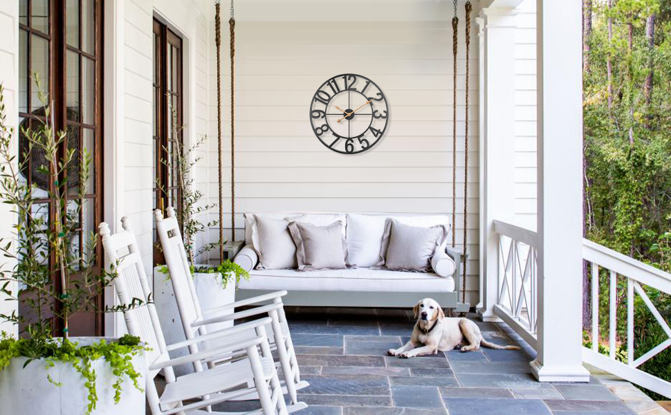 Mofine Outdoor Clocks for Patio, Large Outdoor Pool Clock