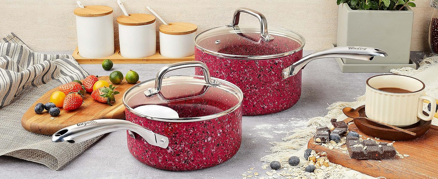 HLAFRG Saucepan Set with Lid, Nonstick 2Qt & 3Qt Sauce Pan