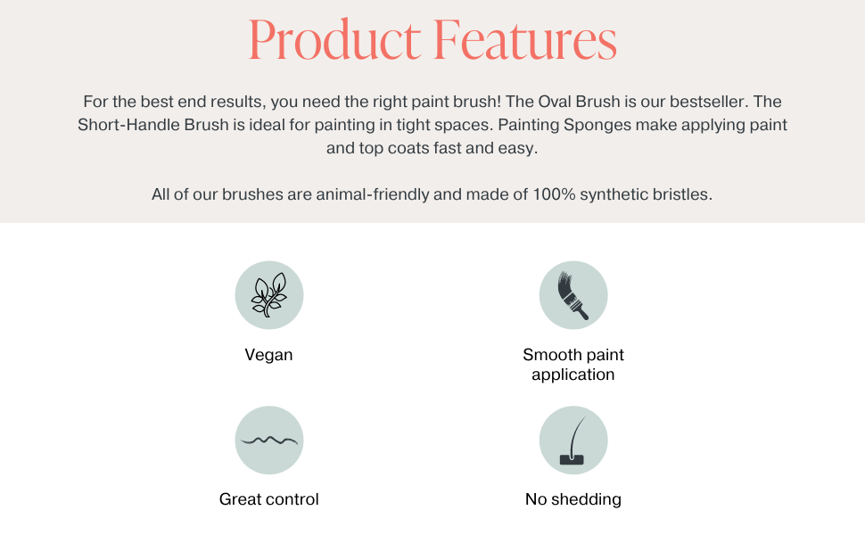 Product features for Country Chic Paint wax and paint brushes