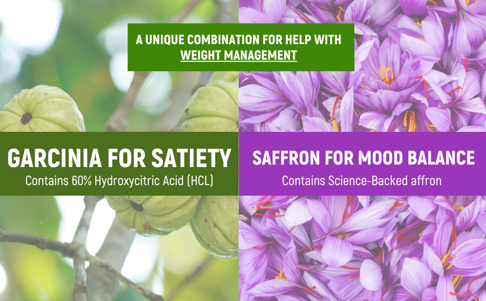 Garcinia Cambogia Saffron (affron) Extract 120 Supplement Pills for