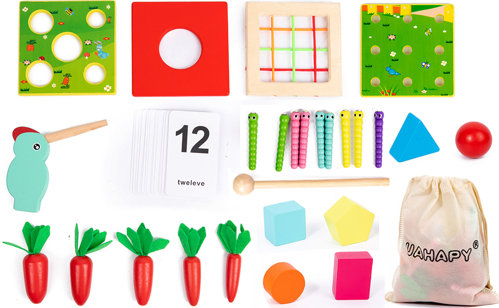 Montessori Toys Gift Set for 1 2 3 Boys & Girls, Wooden