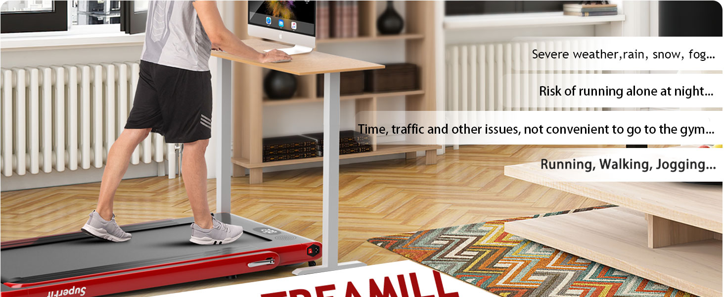 SPORFIT 2 in 1 Folding Treadmill, Portable 2.25HP Walking Pad Treadmill