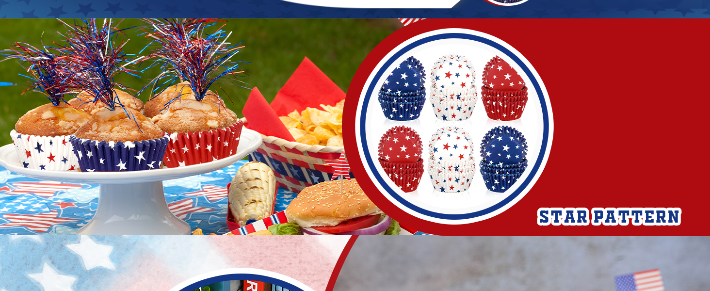 600Pcs Patriotic Cupcake Liner