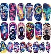 77 Sheets Temporary Tattoos, 17 Sheets Half Arm Space Planet Astronaut Jellyfish Cat Tiger Fake T...