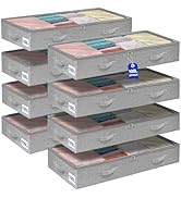 punemi Under Bed Storage Containers, 100L 8 Pack Eaxtra Large Underbed Clothes Storage Dorm For B...